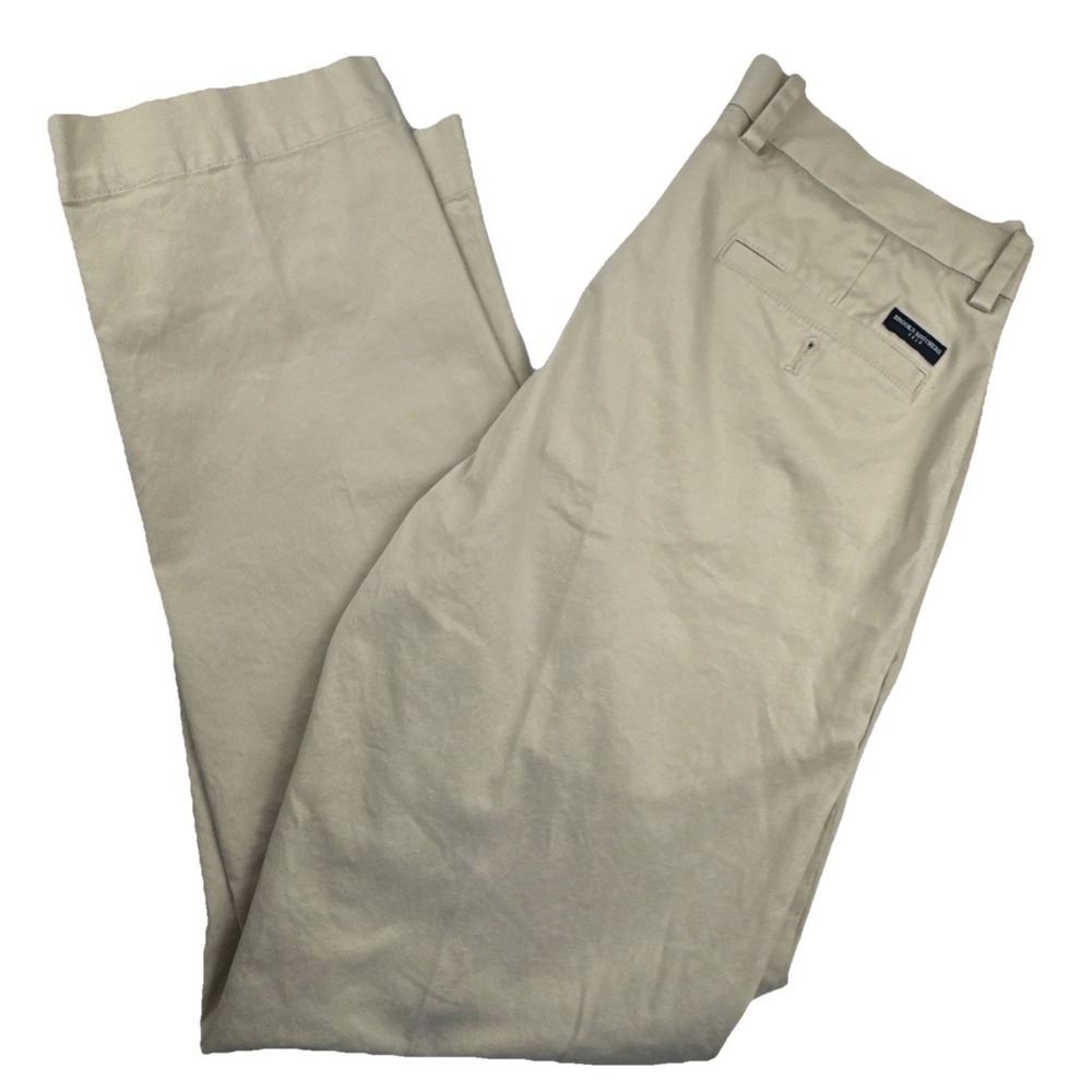 Brooks Brothers Mens Chinos 34x32 Khaki Cotton Stretch Clark Fit Business Casual